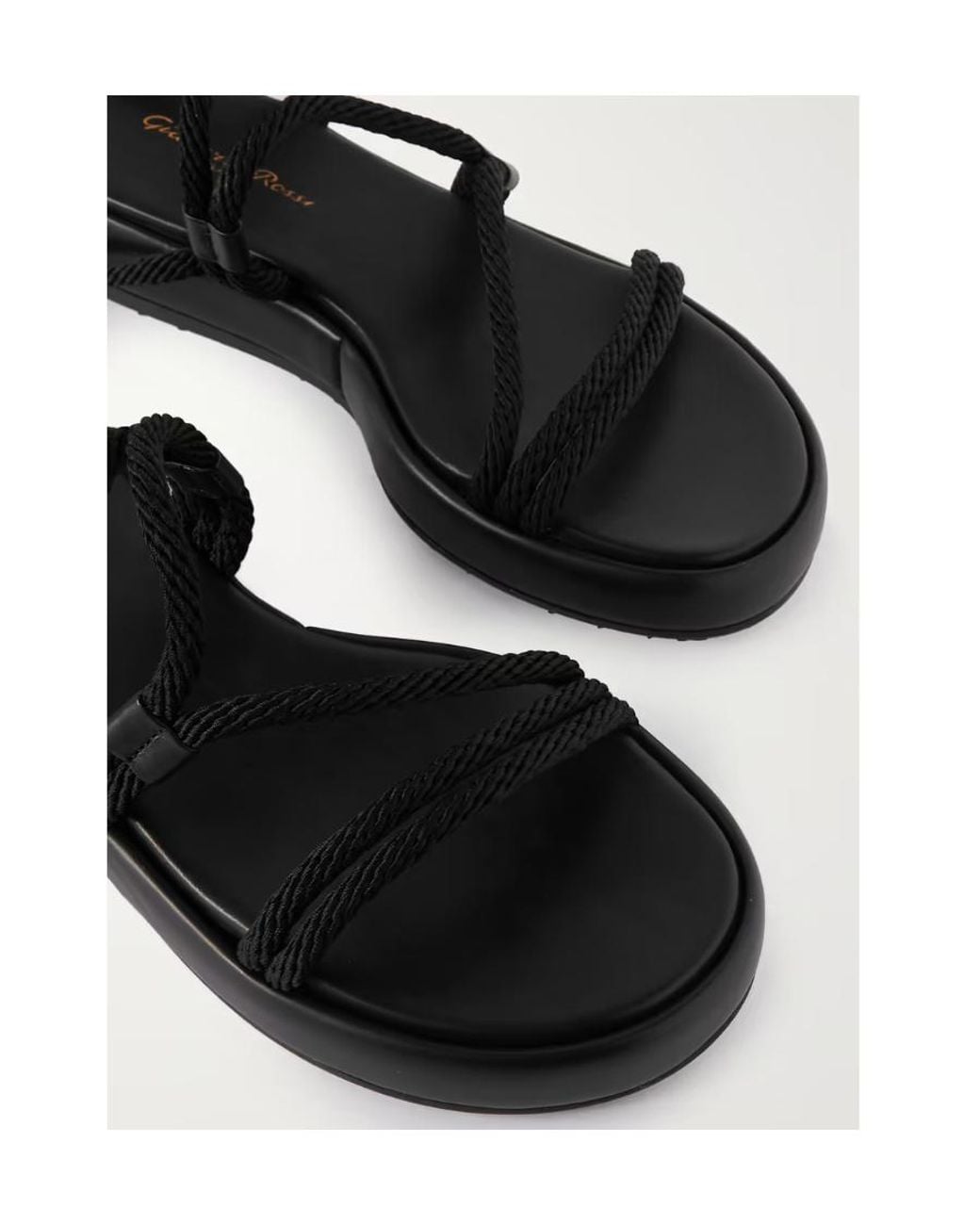 Gianvito Rossi Black Lace-Up Rope Sandals