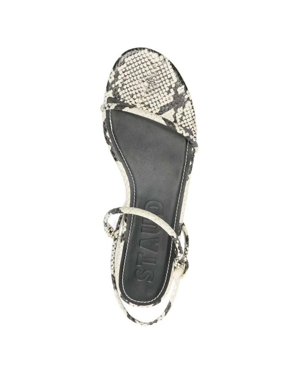 Staud White Laurel Printed Ankle Strap Sandals