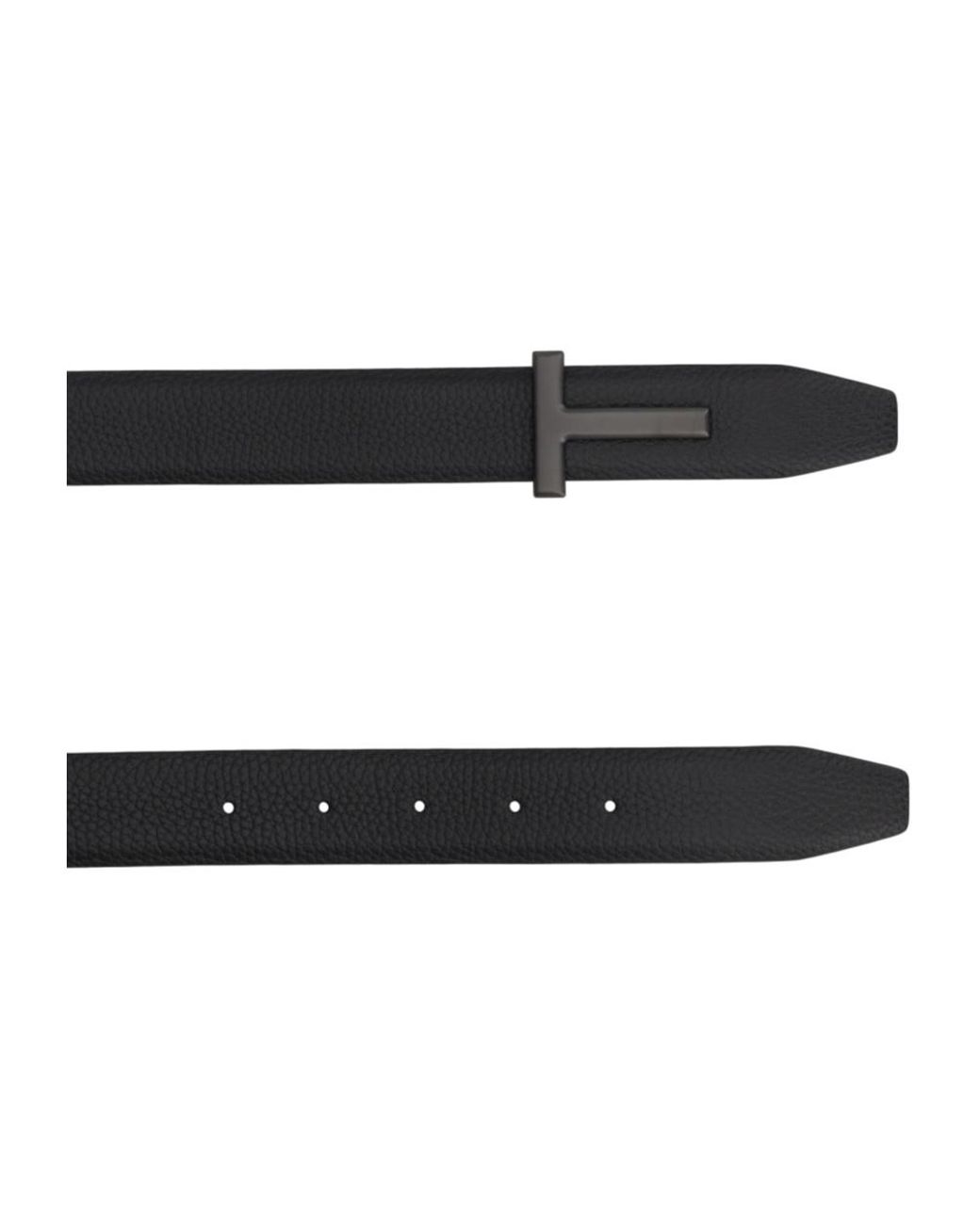 Tom Ford White T Logo Buckle Belt for men