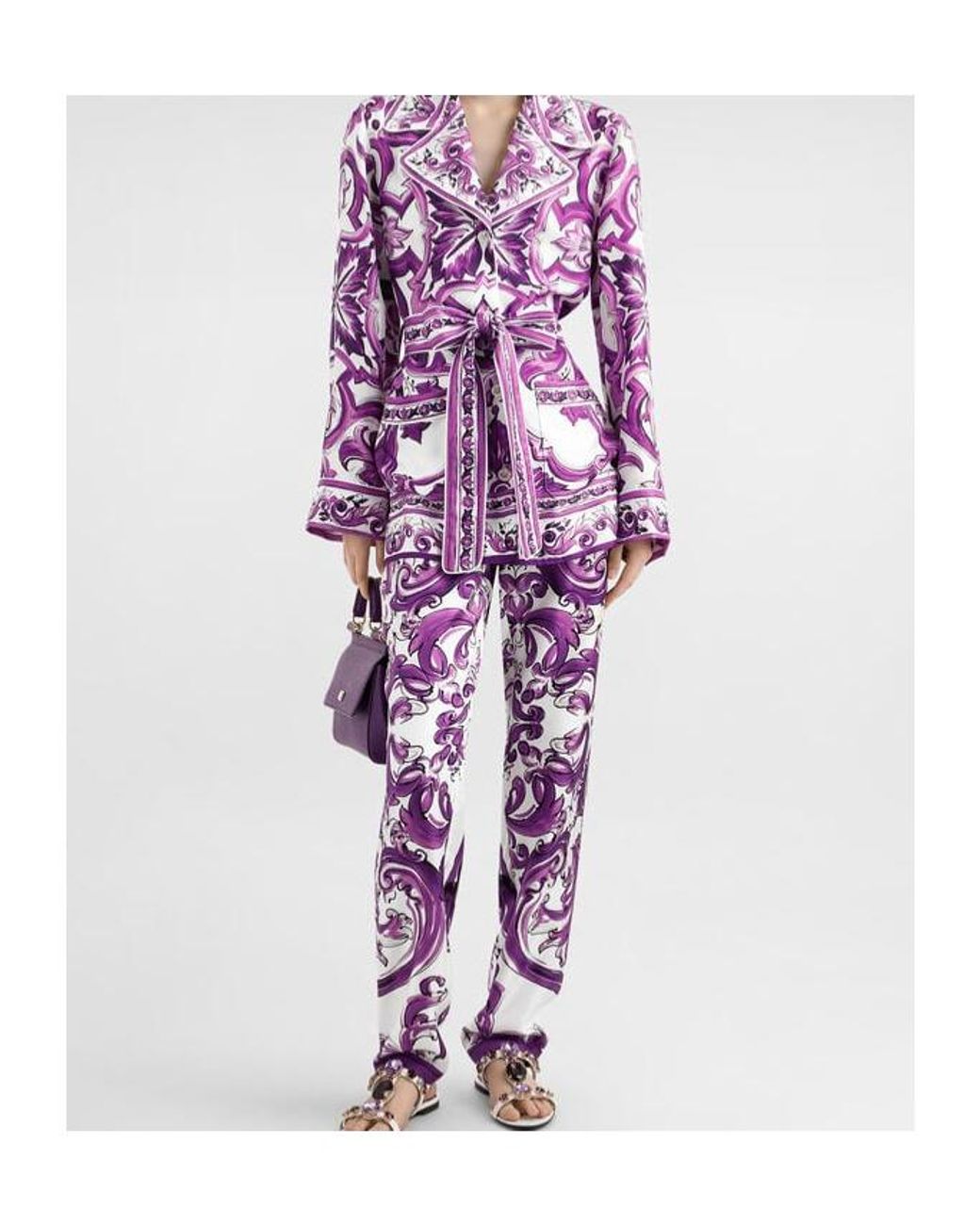 Dolce & Gabbana Purple Silk Trousers