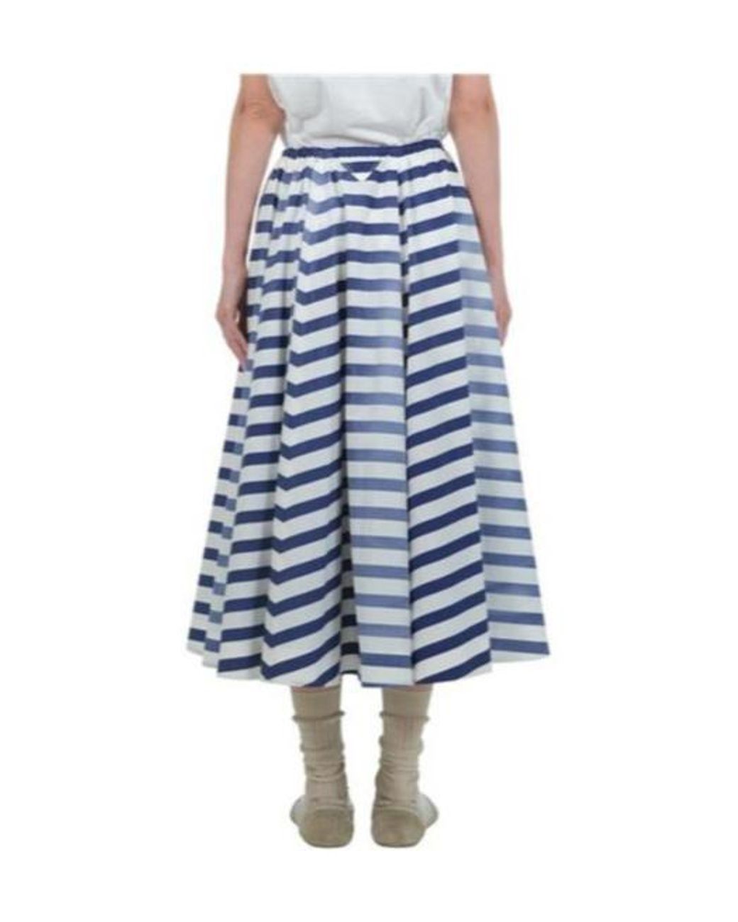Prada Blue Striped A-Line Midi Skirt