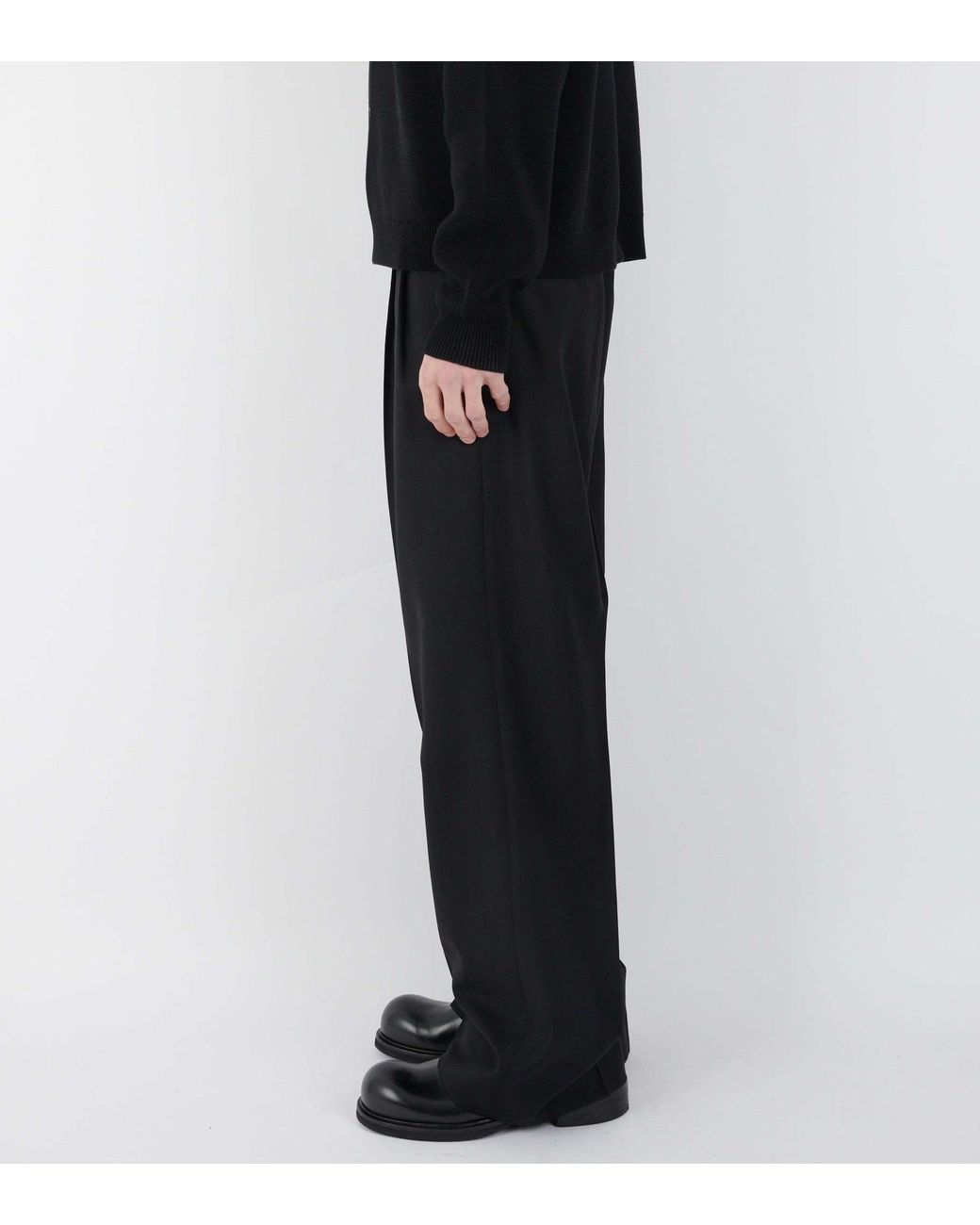 sunflower Black Wool Pleated Casual Pants for men
