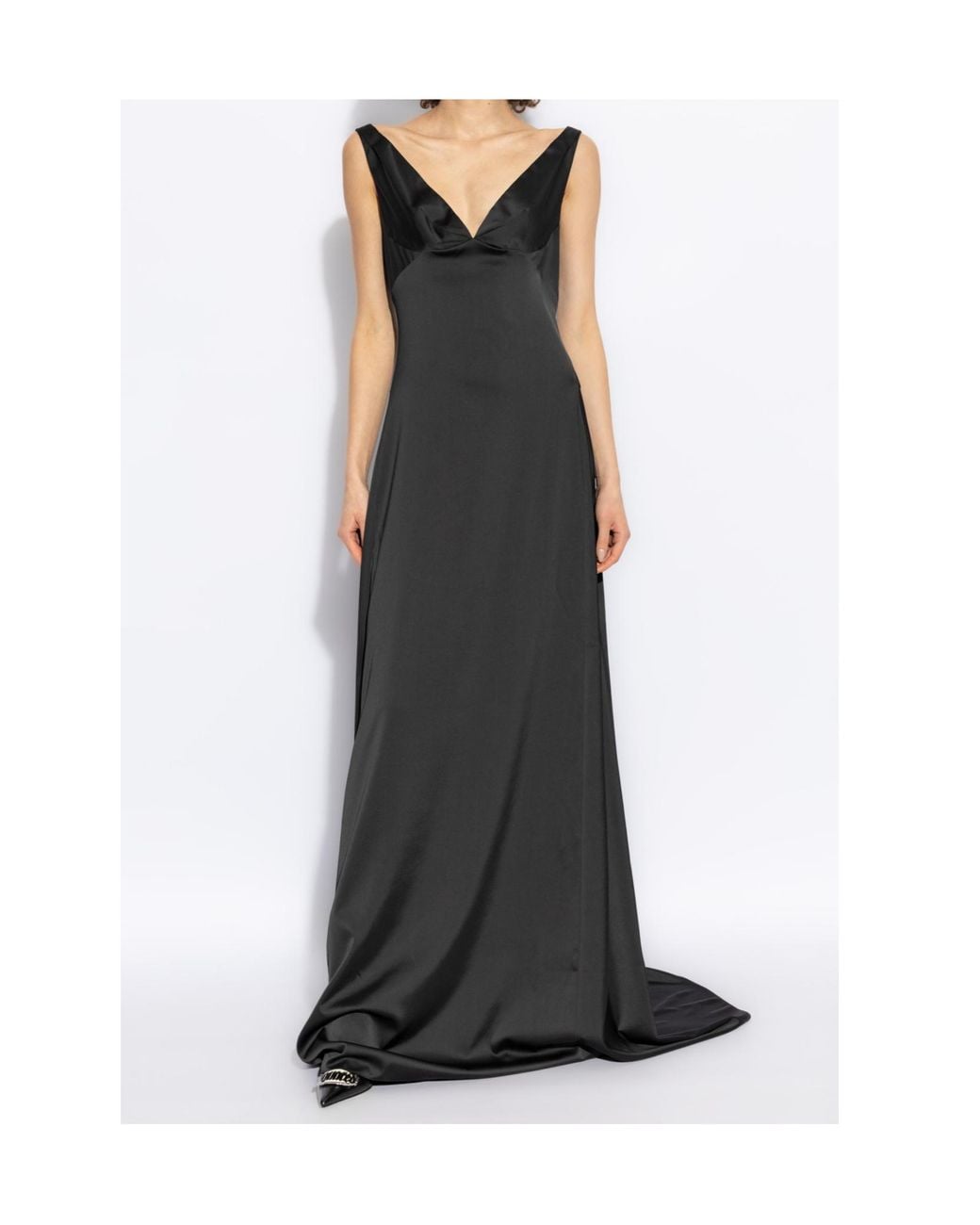 DSquared² Black V-Neck Sleeveless Satin Slip Dress