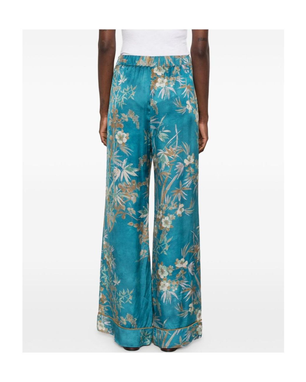 Forte_forte Blue Floral-Print Silk Palazzo Pants