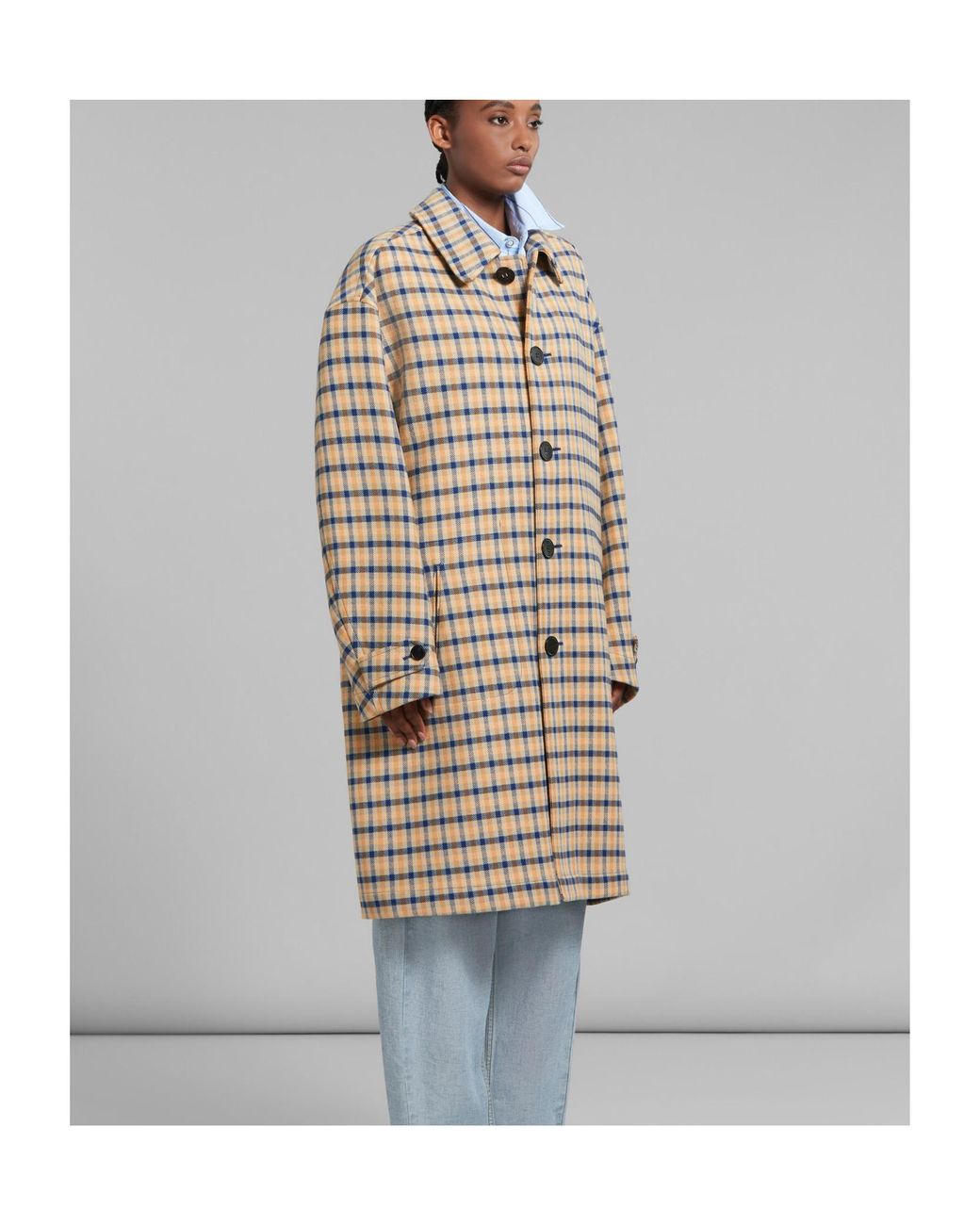 コート MARNI Reversible wool coat with check pattern marni--Checked-Reversible-Long
