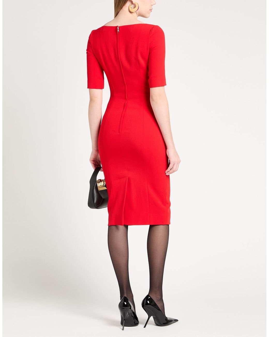 Dolce & Gabbana Red Solid Color Slim-Fit Dress