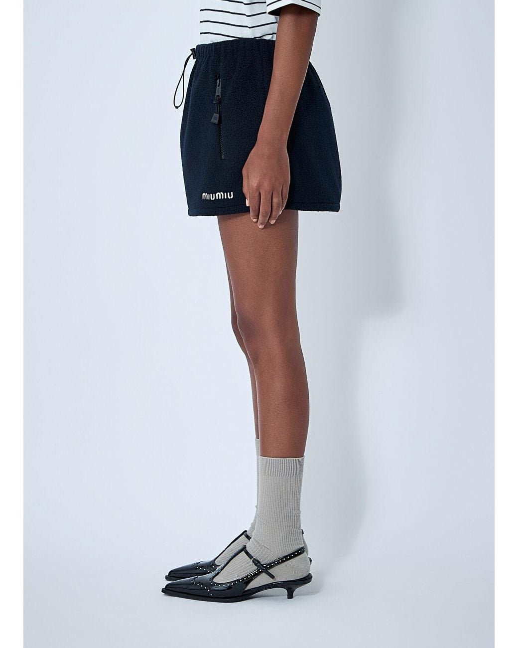 Miu Miu Blue Logo Motif Mini Skirt