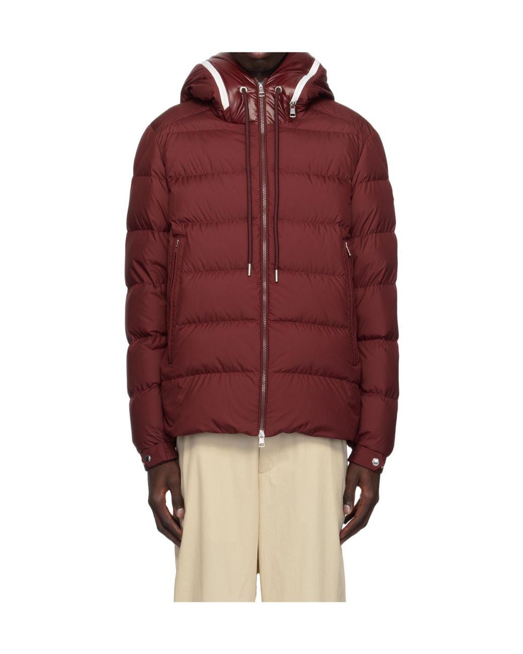 Moncler Red Logo-Patch Padded Jacket for men