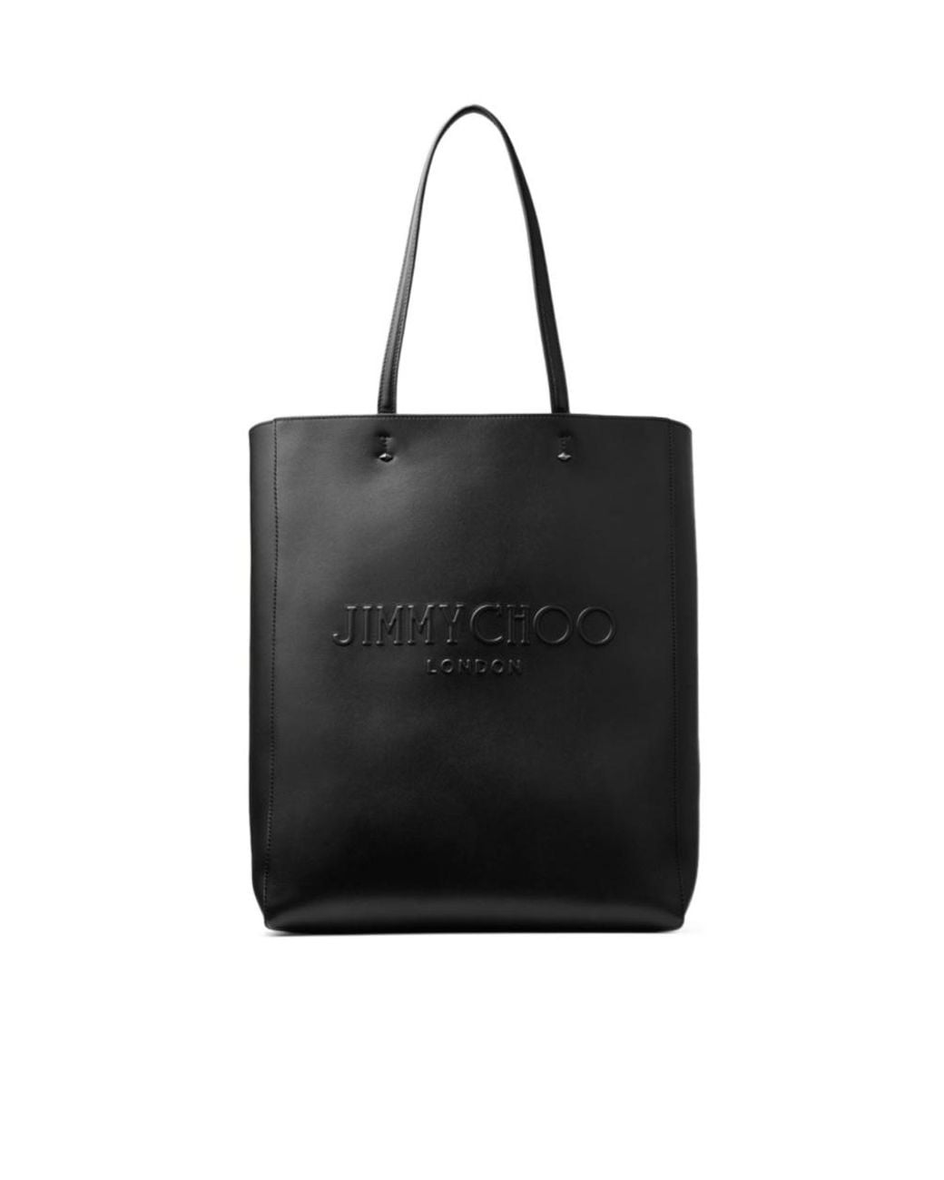 Jimmy Choo Black Logo Embossed Top Handle Tote Bag for men