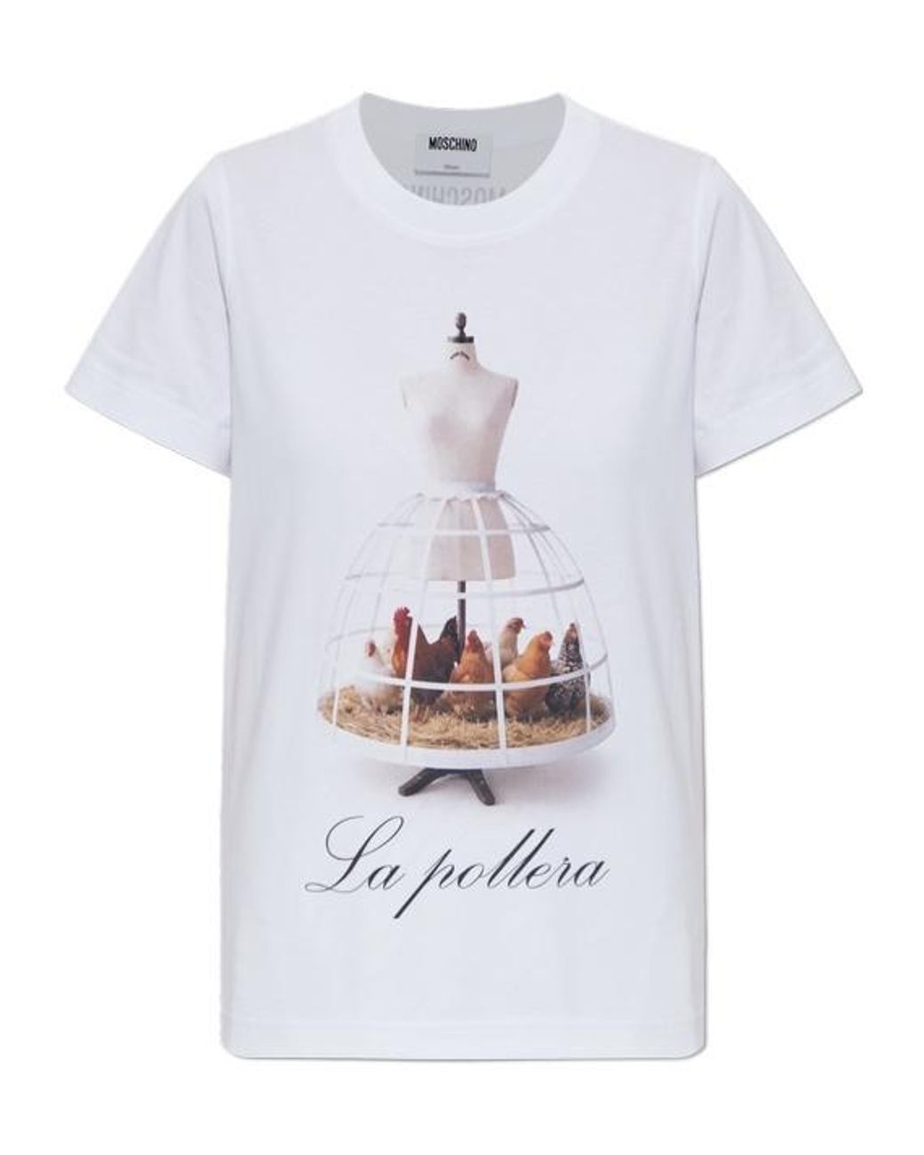 Moschino White Graphic Printed Crewneck T-Shirt