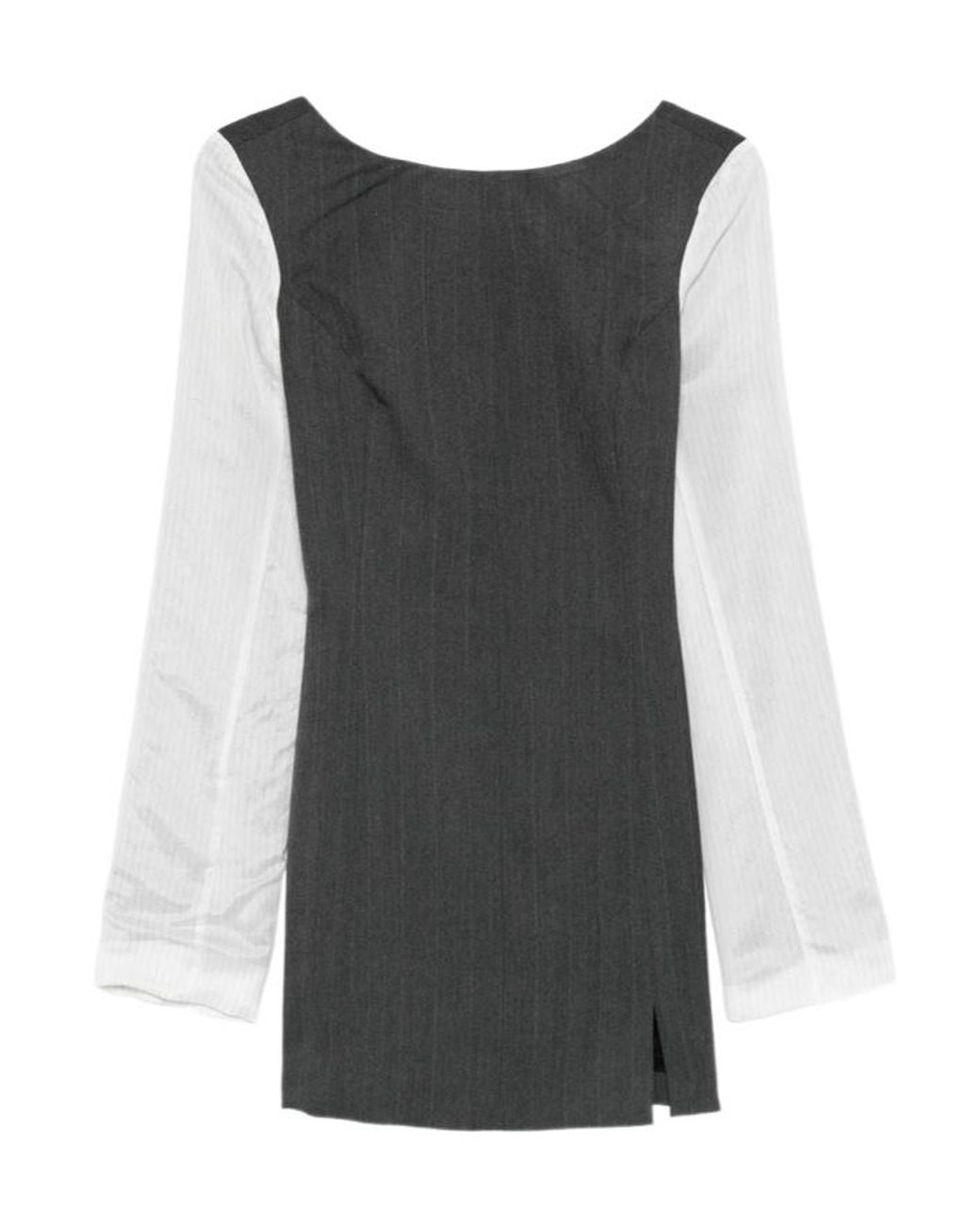 Our Legacy Gray Firm Pinstripe Panelled Mini Dress