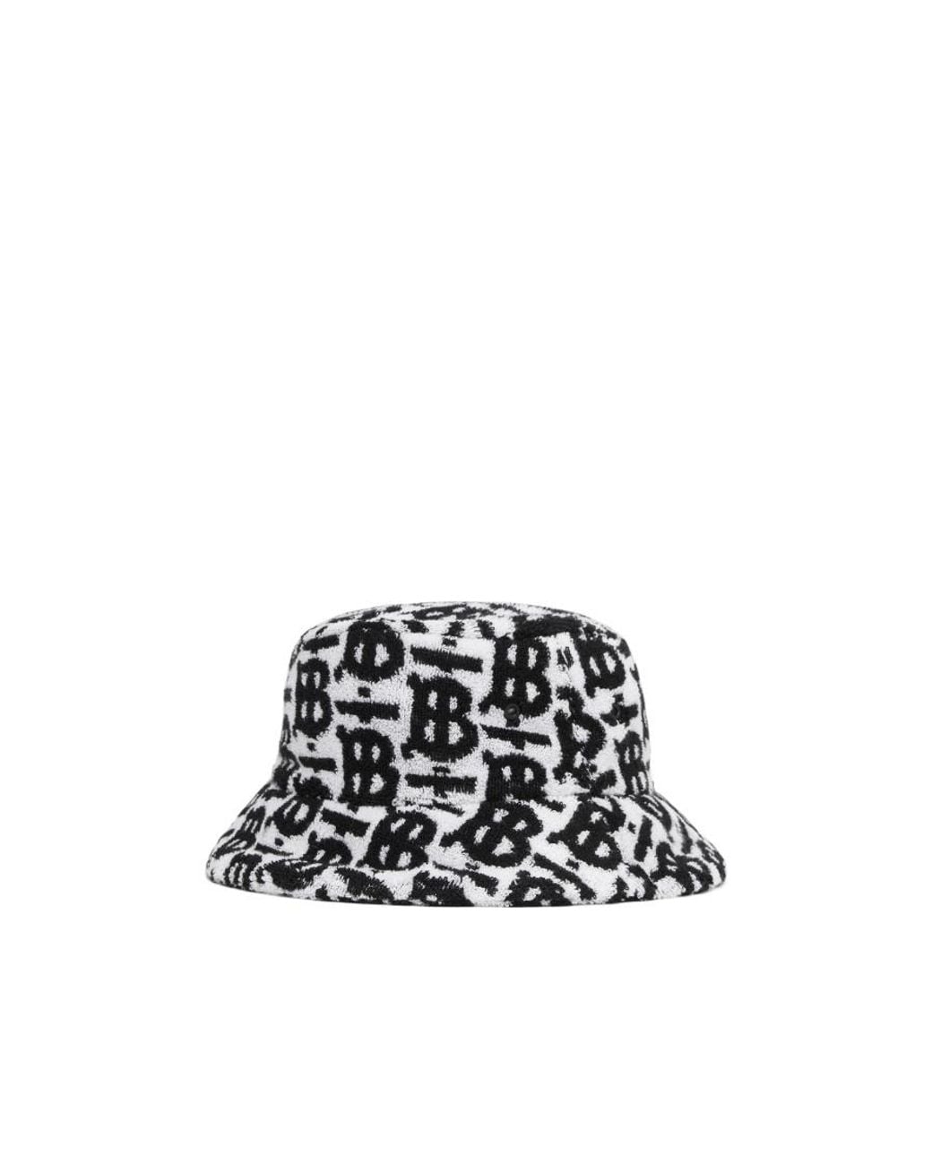 Burberry White Monogram-Print Bucket Hat