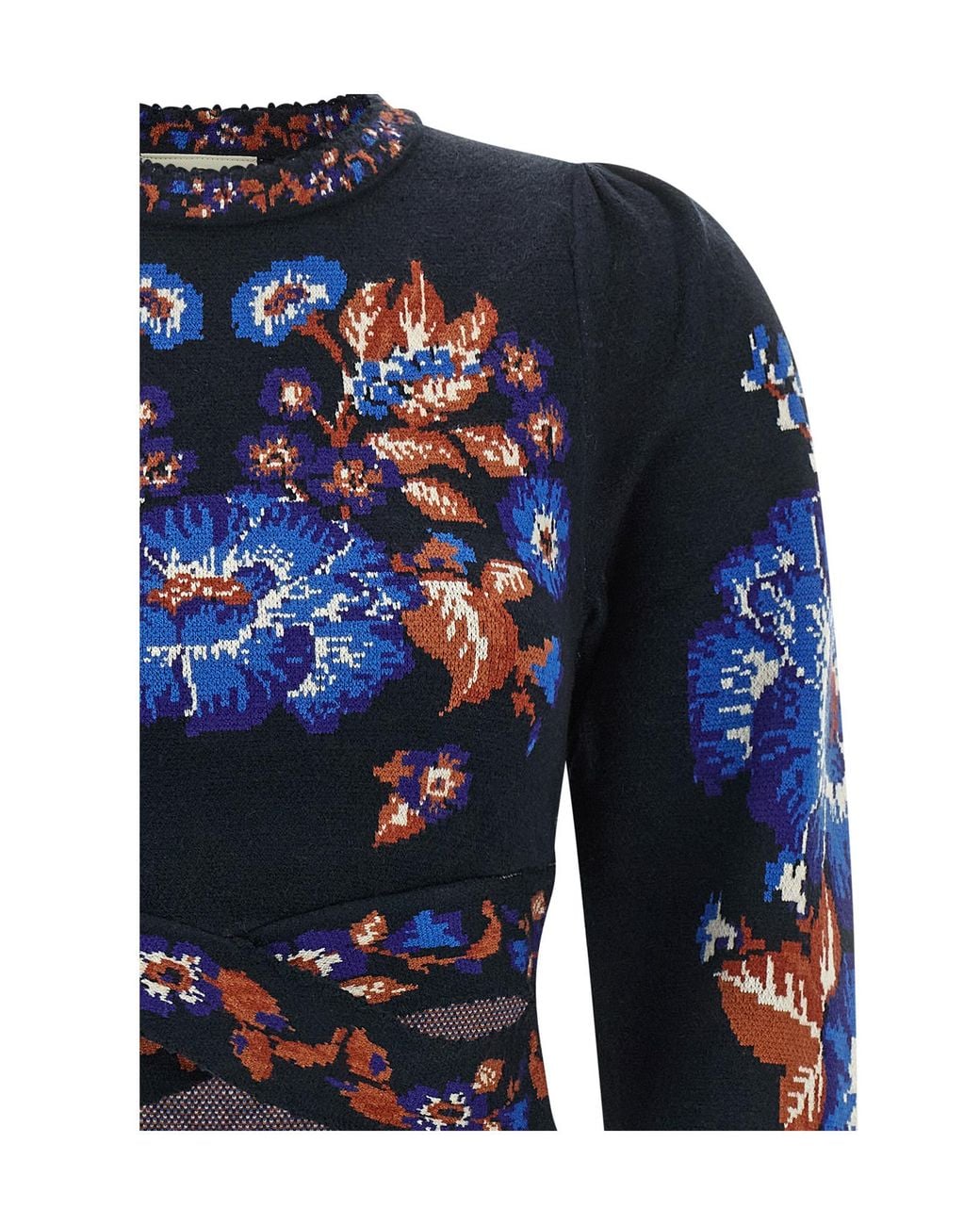 Farm Rio Blue Bow Garden Floral Cropped Top