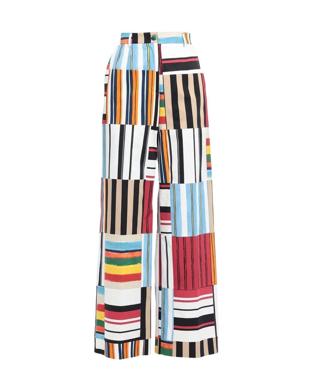 Dolce & Gabbana White Striped Wide-Leg Pants