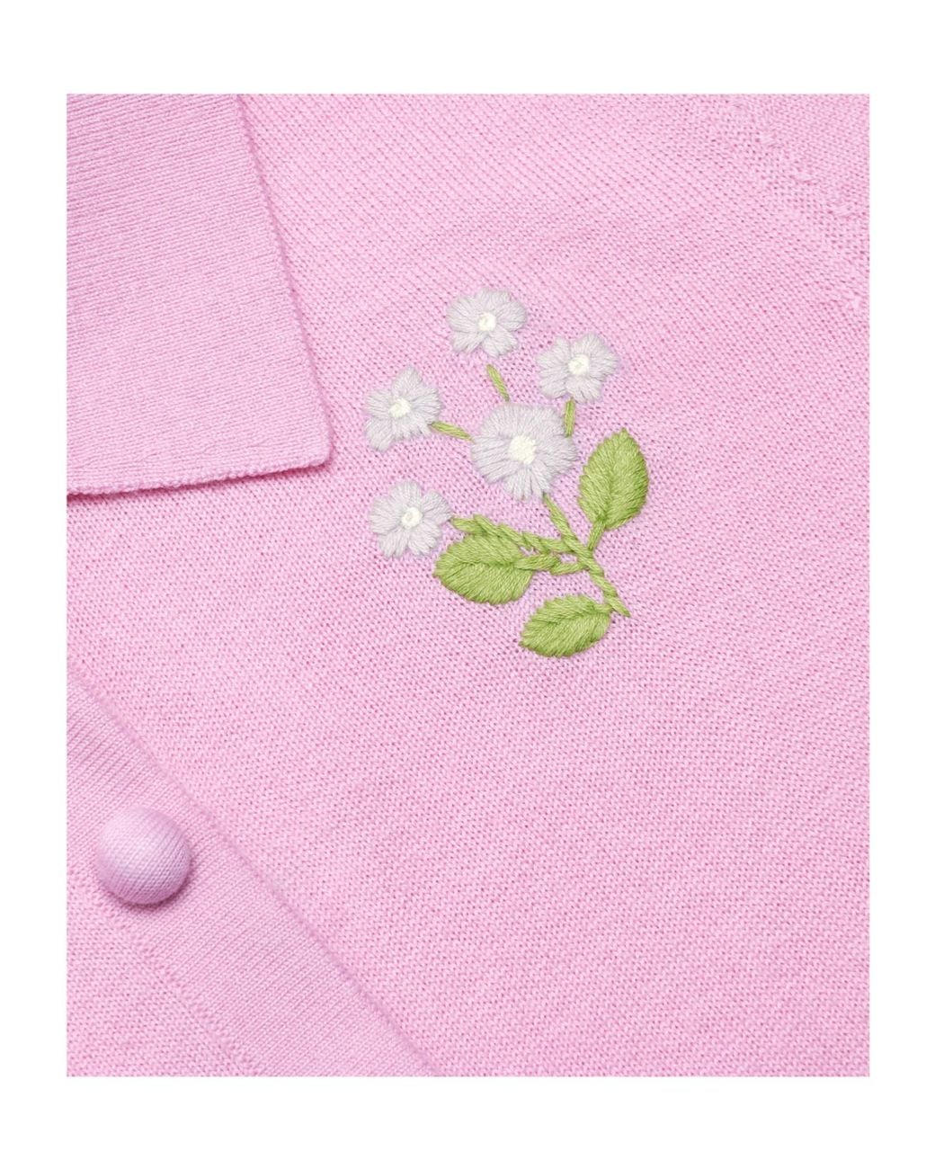 Self-Portrait Pink Floral Embroidered Knit Cardigan