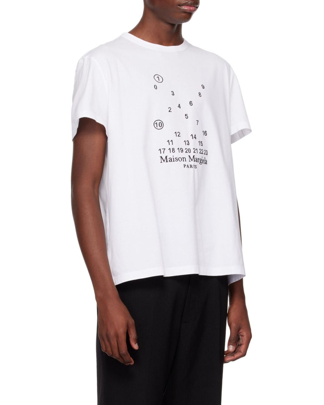 Maison Margiela White Graphic-Printed Crewneck T-Shirt for men