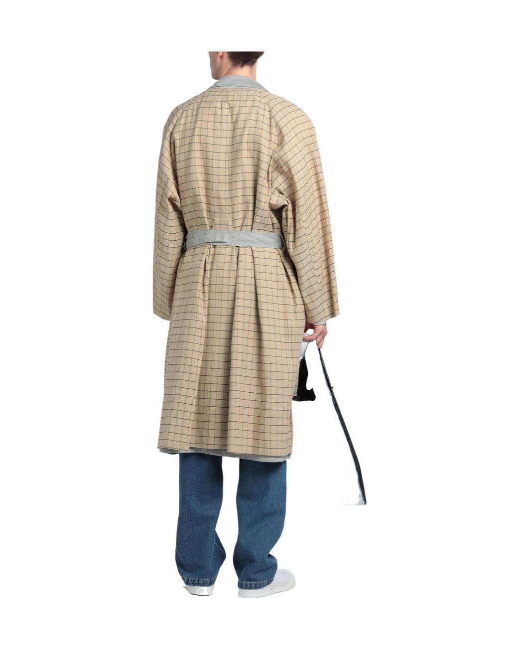 Maison Margiela Gray Plaid Trench Coat