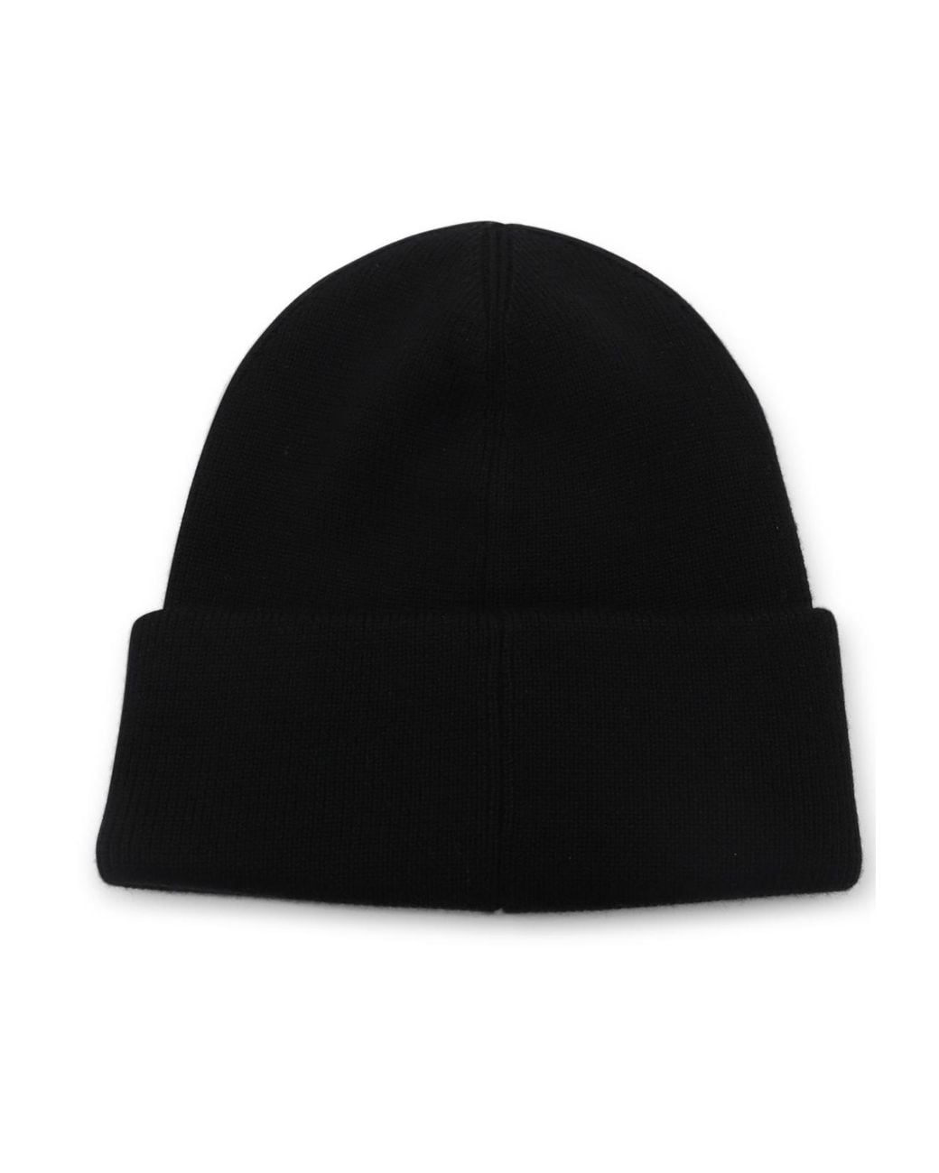 Moose Knuckles Black Logo Patch Knitted Beanie for men