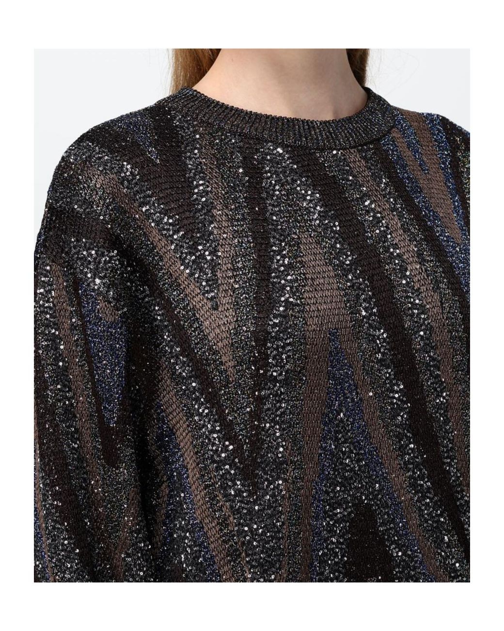 Missoni Gray Oversized Patterned Knitted Sweater