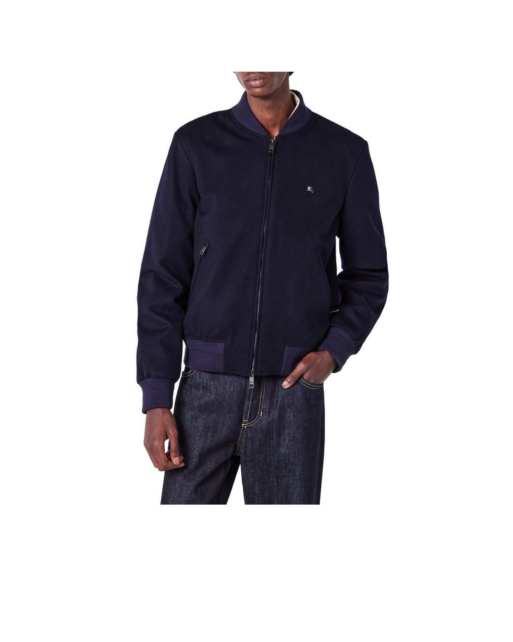 Burberry Blue Baseball-Collar Jacket for men