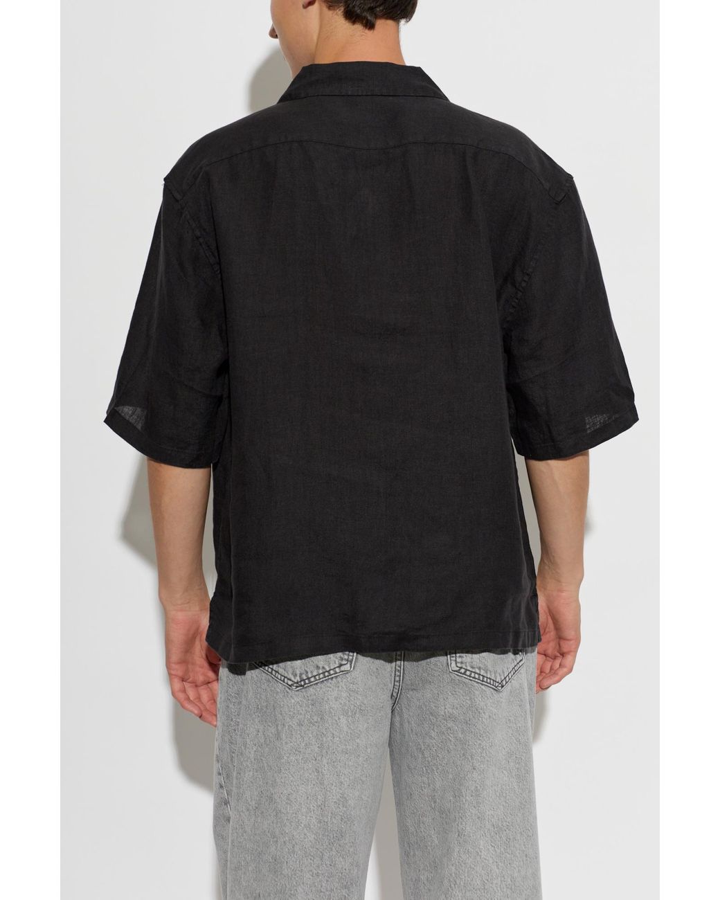 AllSaints Black Avia Embroidered Short-Sleeve Shirt for men