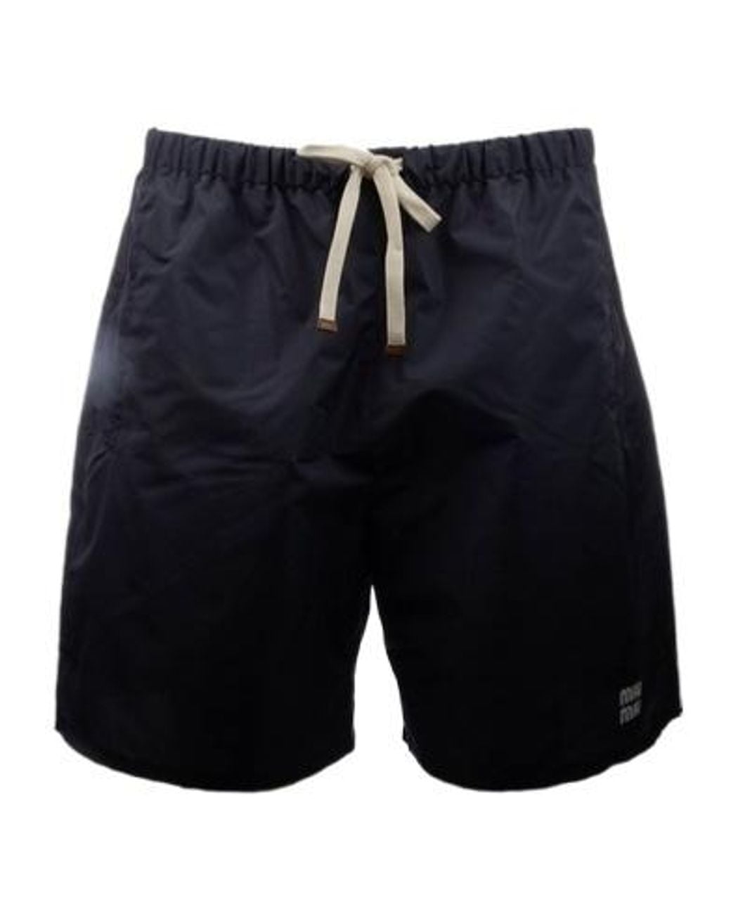 Miu Miu Blue Logo-Print Drawstring Knee-Length Shorts