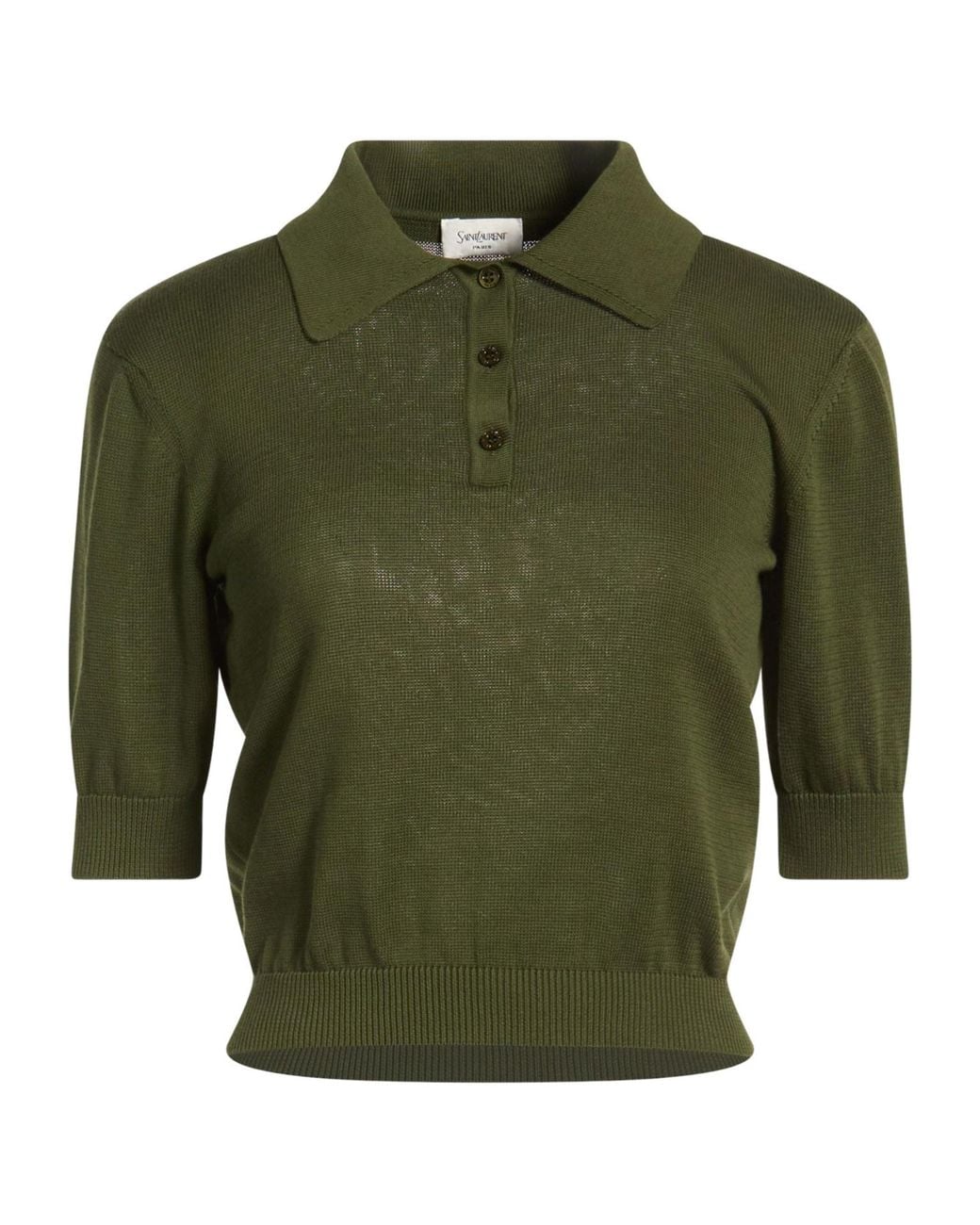 Saint Laurent Green Short-Sleeved Sweater