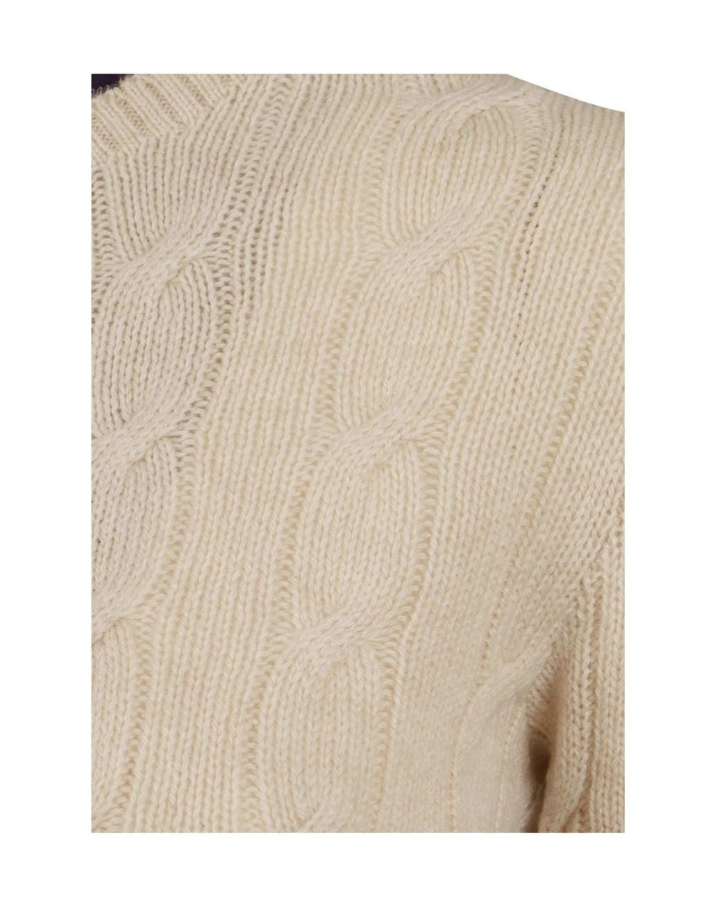 Ralph Lauren White Short-Sleeve Cable Knitted Top