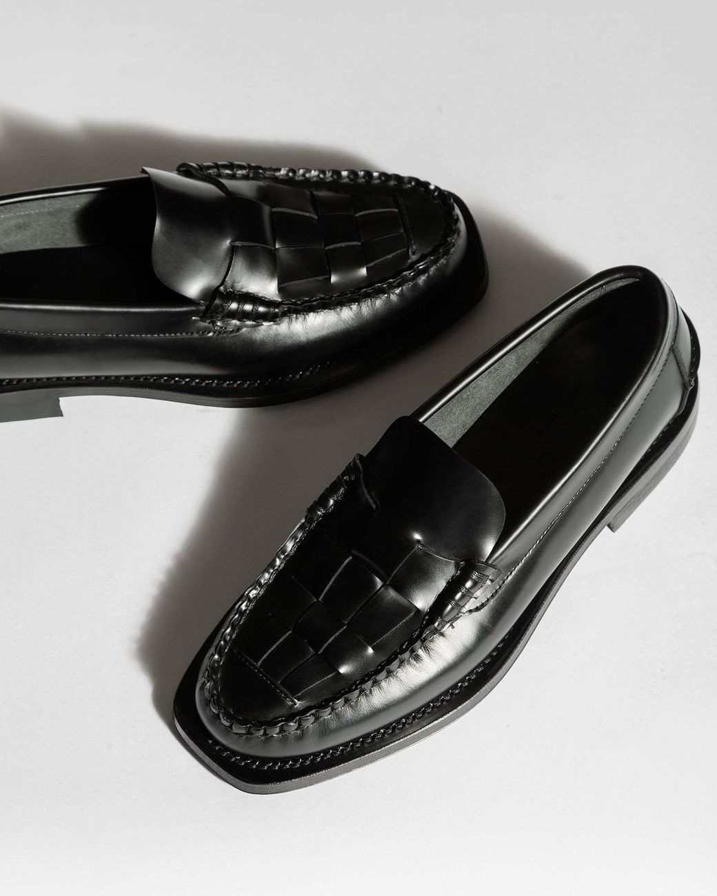 Hereu Black Nombela Woven-Designed Slip-On Loafers