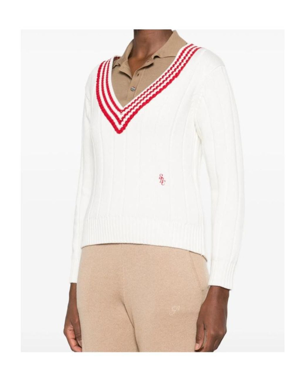 Sporty & Rich White Long-Sleeved Knit Top