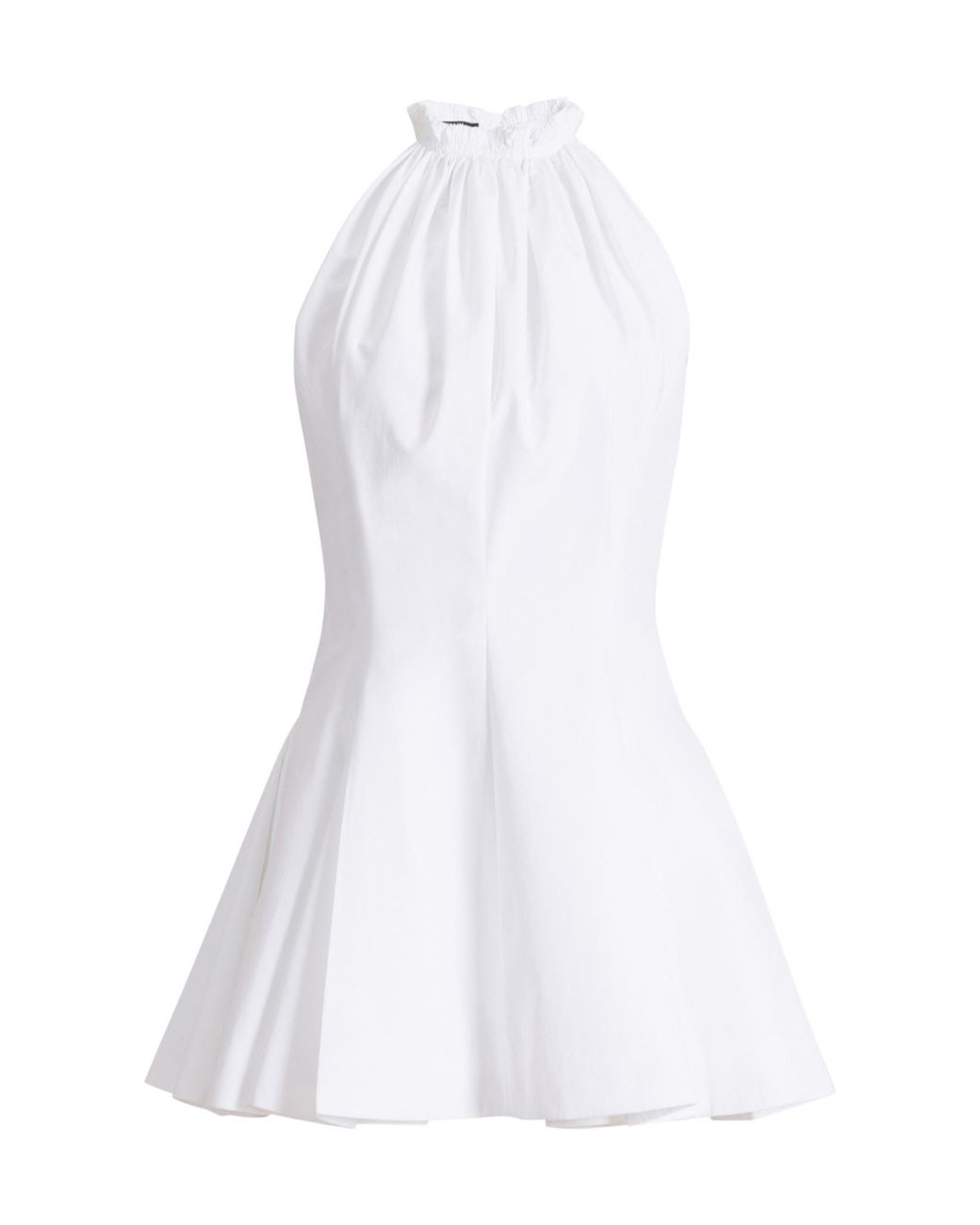 Balmain White Cotton Poplin Flared Mini Dress