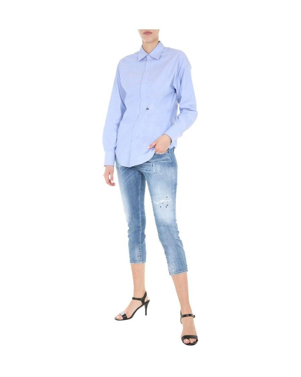 DSquared² Blue Cropped Boyfriend Jeans