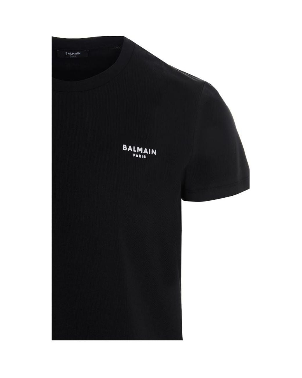 Balmain Black Logo Embroidered Crewneck T-Shirt for men