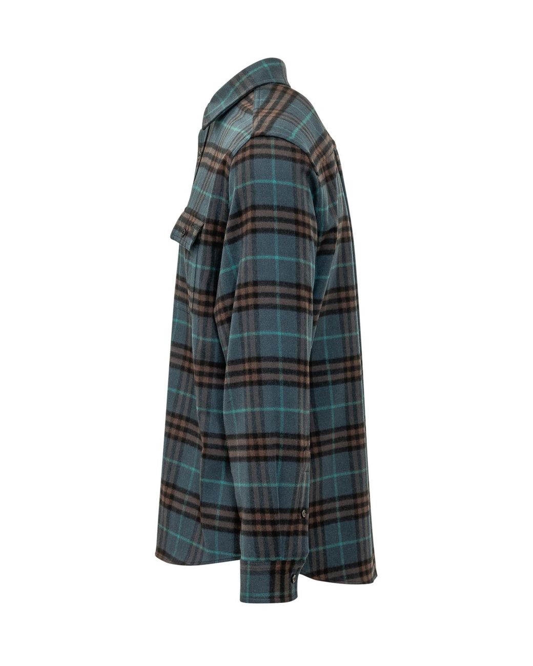 Burberry Blue Long Sleeved Checked Shirt for men