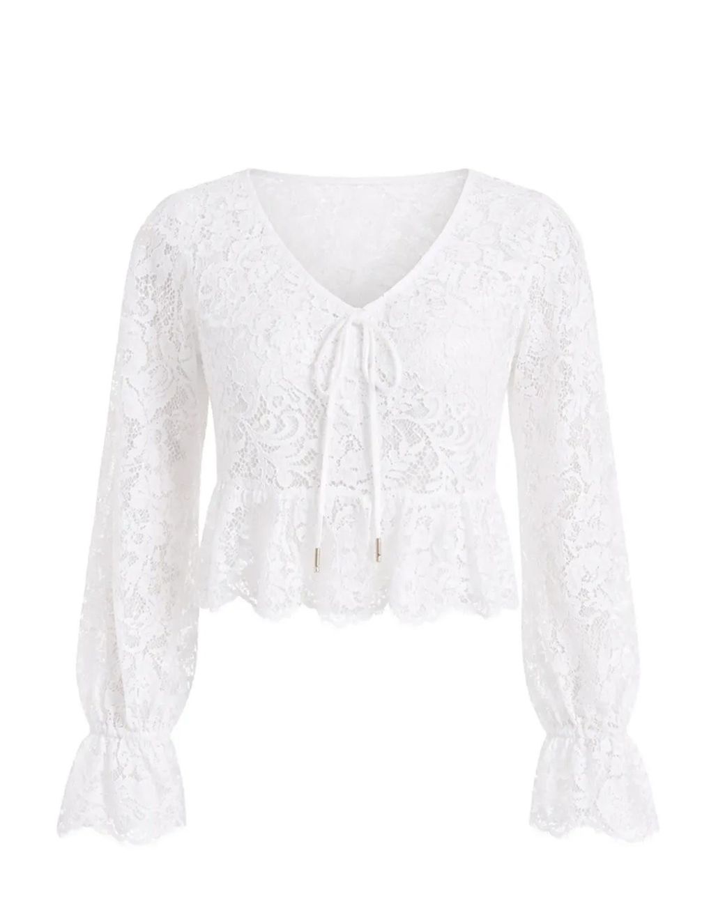 MICHAEL Michael Kors White Corded Floral Lace Blouse