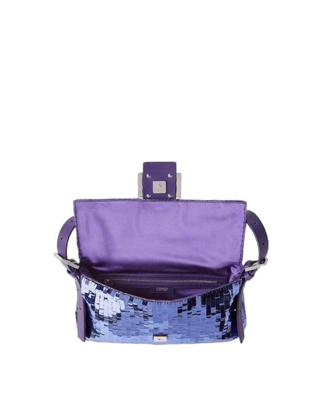 Fendi Blue Baguette 26424 Sequin Embellished Shoulder Bag