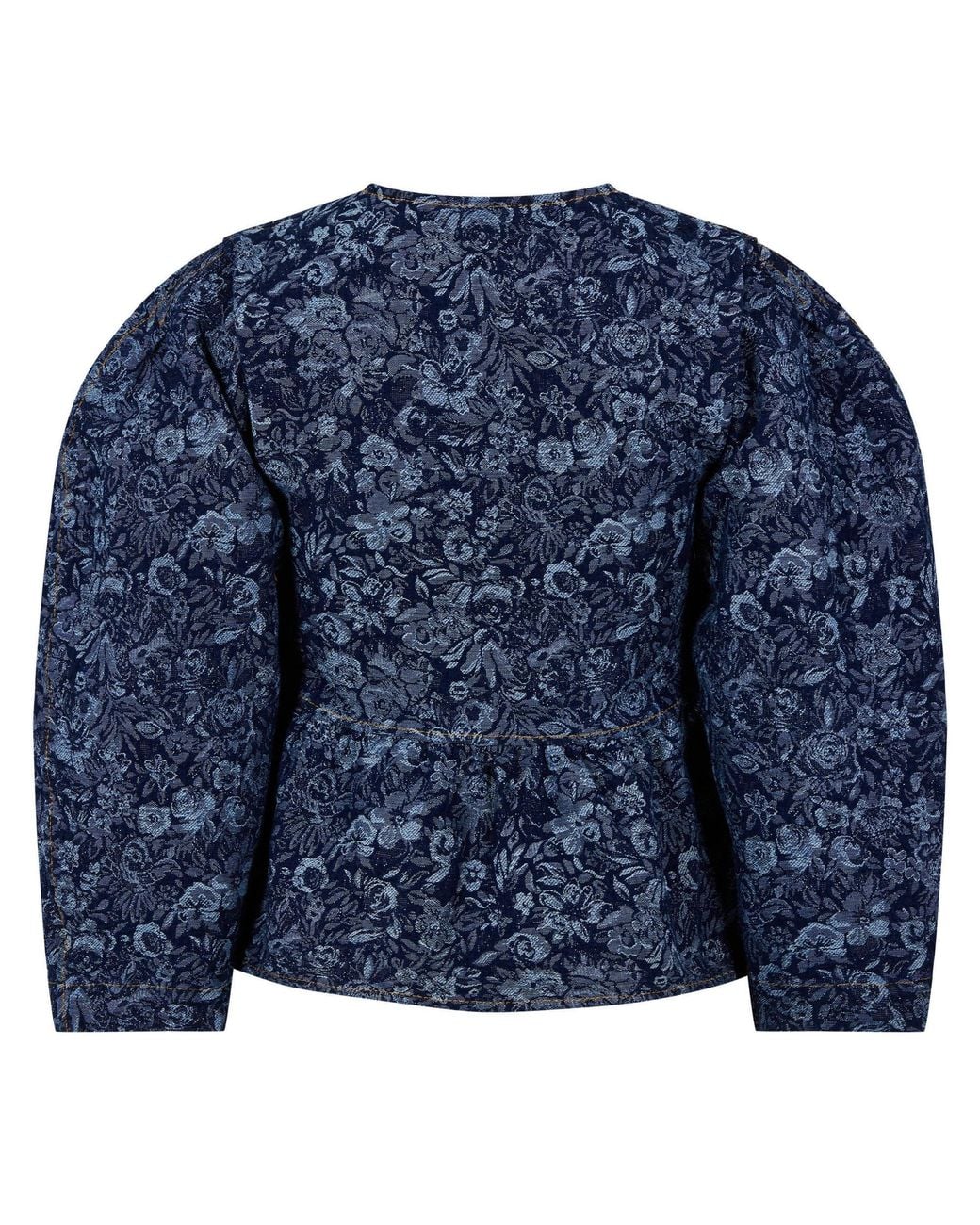 Ganni Blue Tapered Denim Peplum Top