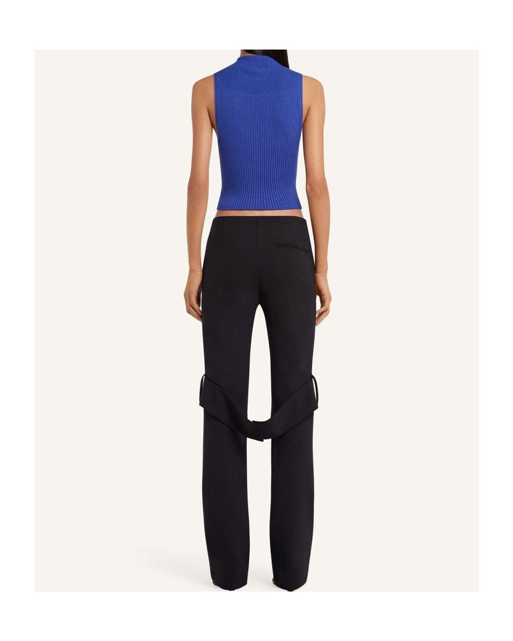 Courreges Blue Courrèges Mock-Neck Cropped Ribbed Tank Top