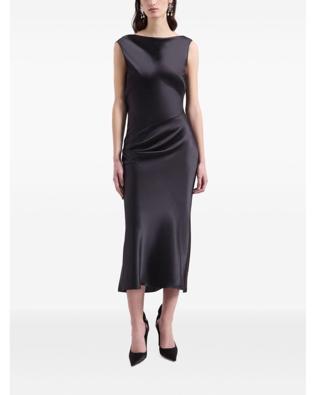 Nina Ricci Blue Asymmetrical Draped Midi Dress