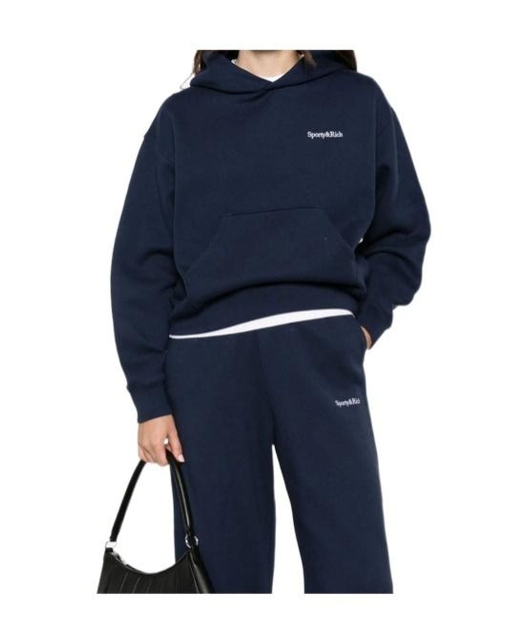 Sporty & Rich Blue Long-Sleeved Hooded Sweatshirt