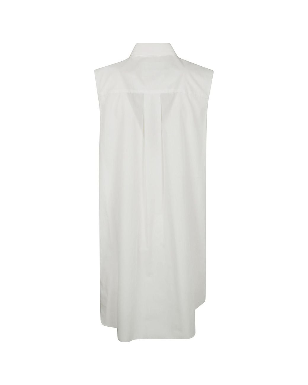 Sacai White Ruffle-Detailed Sleeveless Shirt Dress