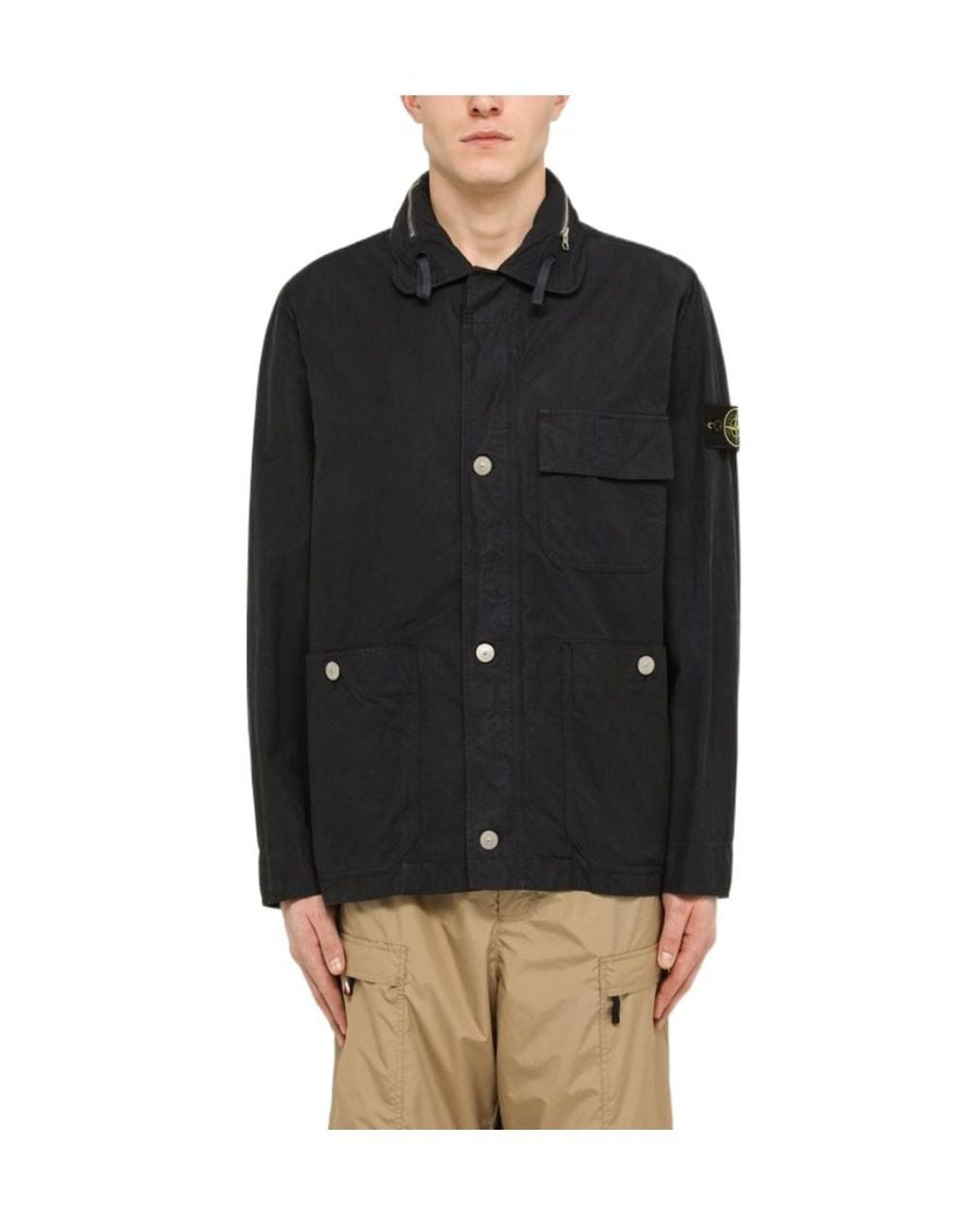 Stone Island Blue Compass-Patch Jacket for men