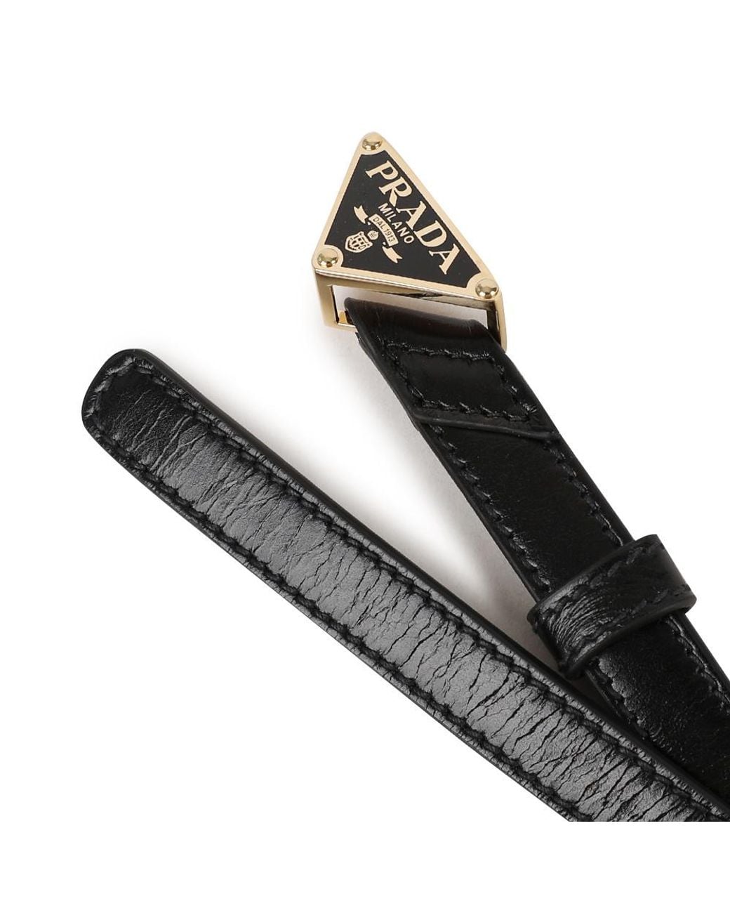 Prada White Logo Plaque Belt