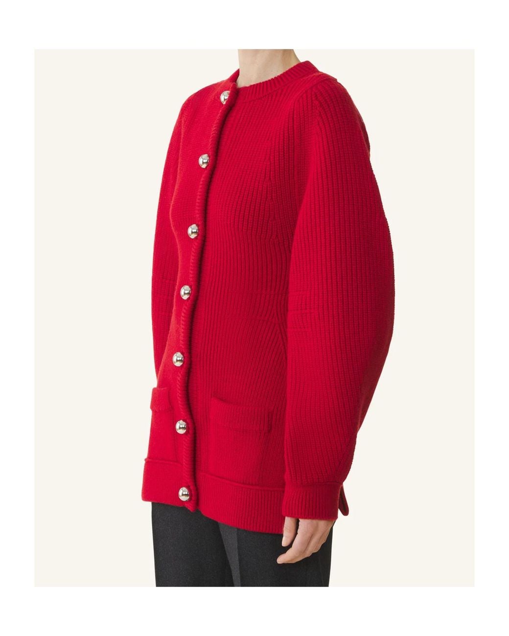 Lanvin Red Ribbed Cardigan