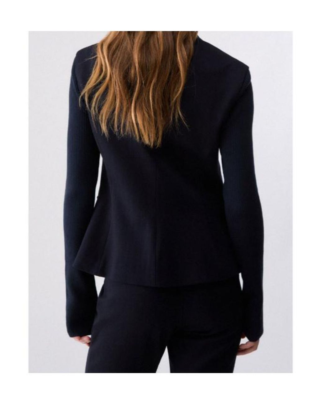 Liu Jo Blue Asymmetric Knit-Sleeve Jacket