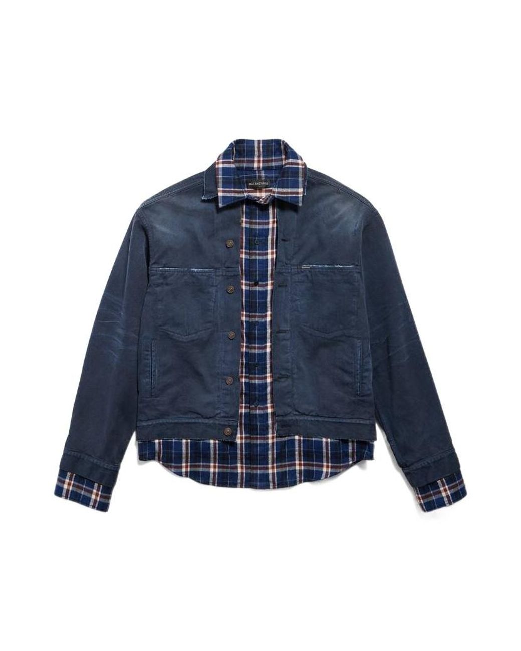 Balenciaga Blue Patched Shirt Jacket for men