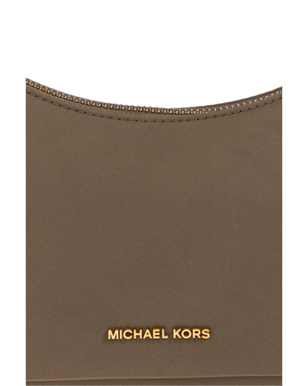 Michael Kors Brown Floral-Applique Chain-Link Shoulder Bag