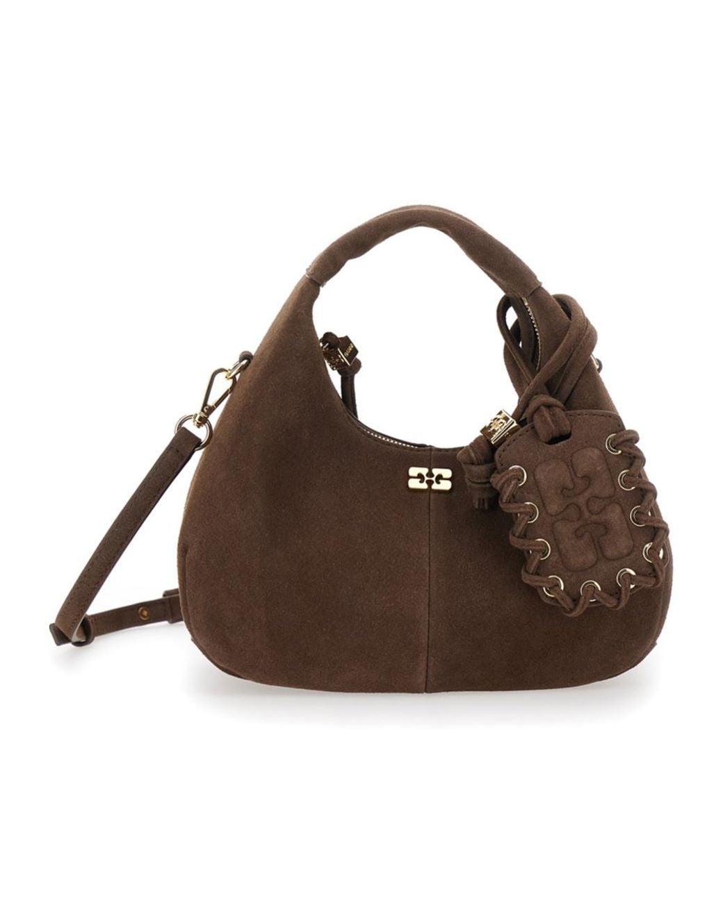Ganni Brown Hobo Mini Shoulder Bag