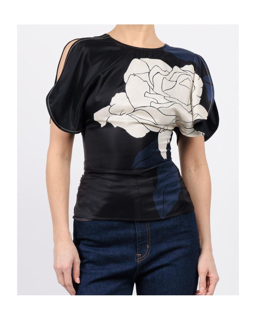 Victoria Beckham Blue Drape Sleeve Top