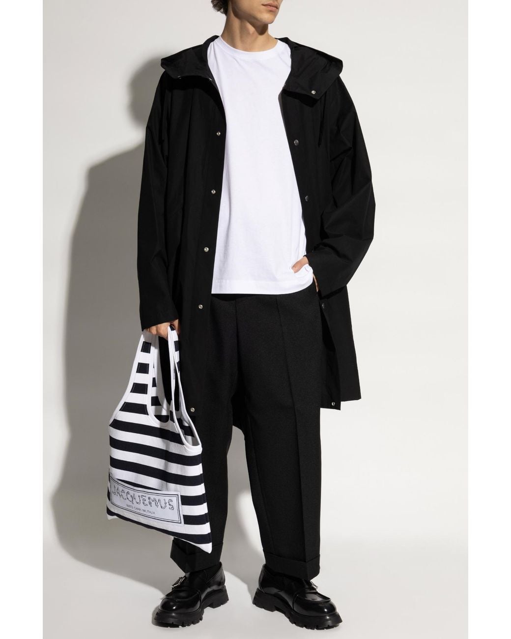 Jil Sander Black Logo Printed Hooded Parka for men
